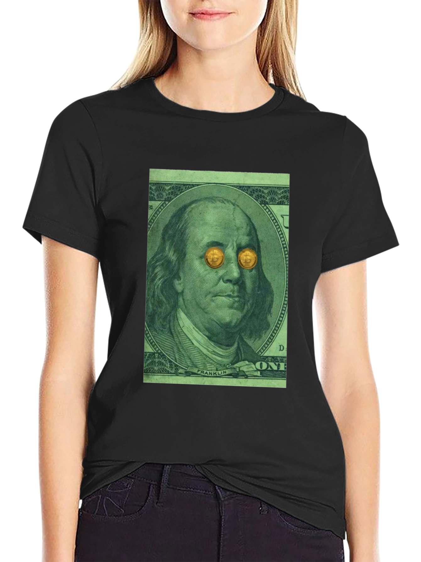 Bitcoin Eyes Benjamin Franklin Graphic Tee