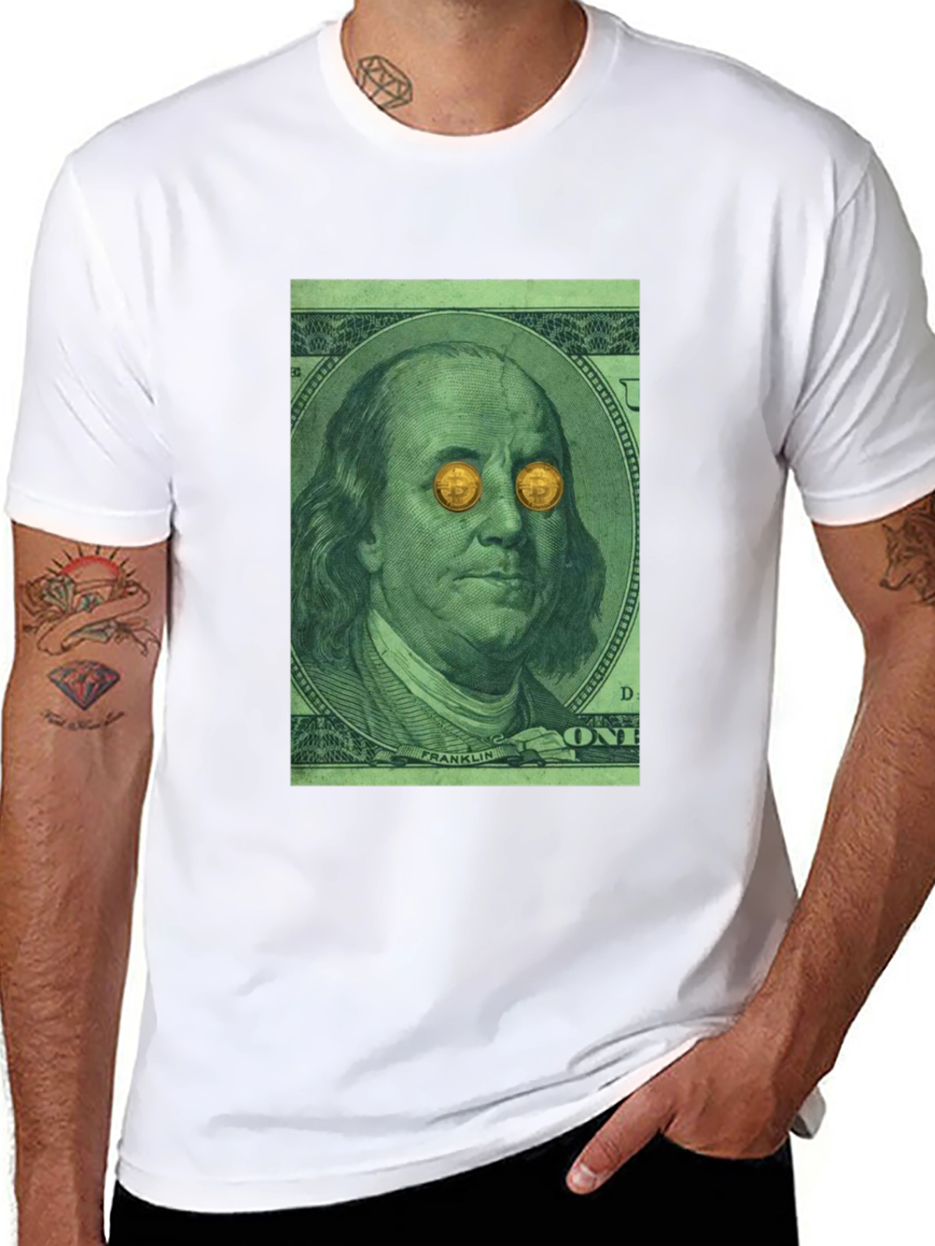 Bitcoin Eyes Benjamin Franklin Graphic Tee