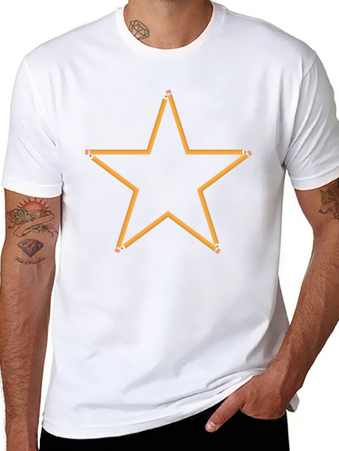 Pencil Star Graphic Black T-Shirt
