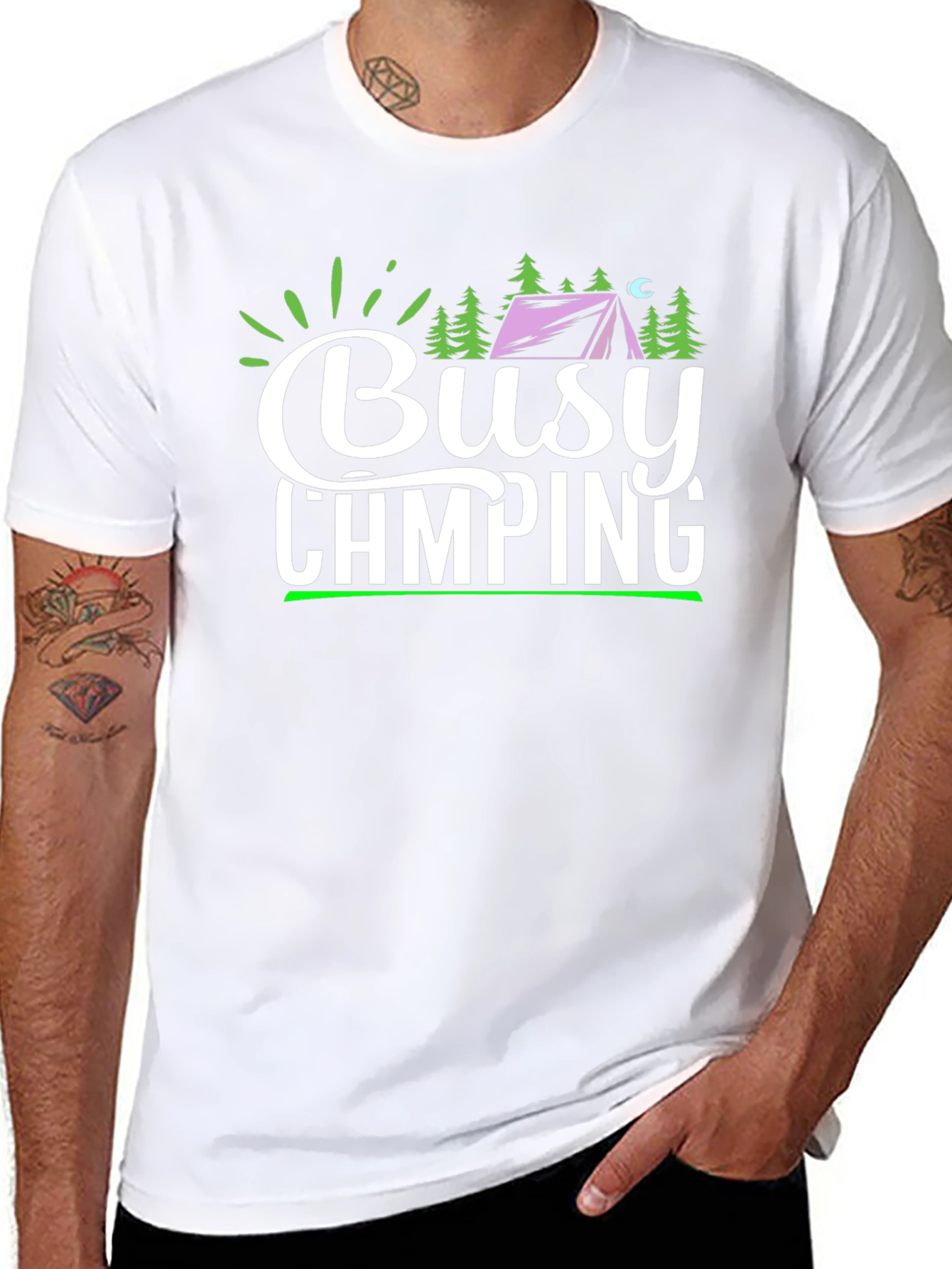 Busy Camping Graphic T-Shirt