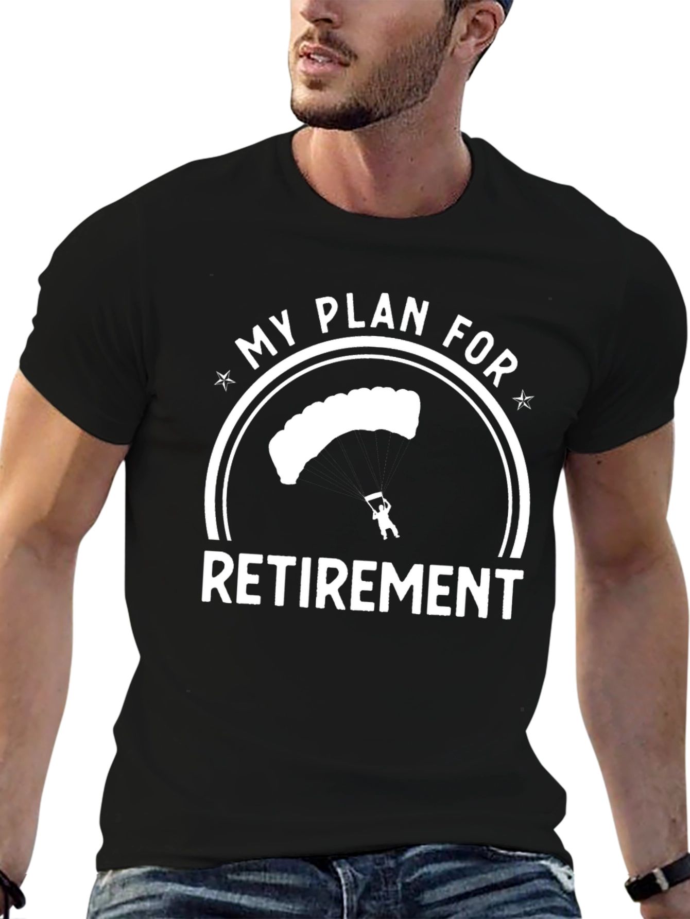 Skydiving Retirement Plan Graphic Tee - Black