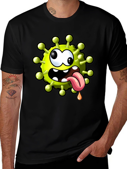 Cartoon Virus Graphic Tee - Funny Novelty T-Shirt