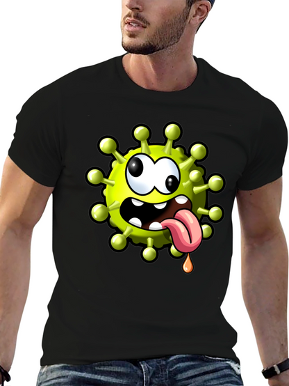 Cartoon Virus Graphic Tee - Funny Novelty T-Shirt