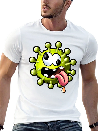 Cartoon Virus Graphic Tee - Funny Novelty T-Shirt