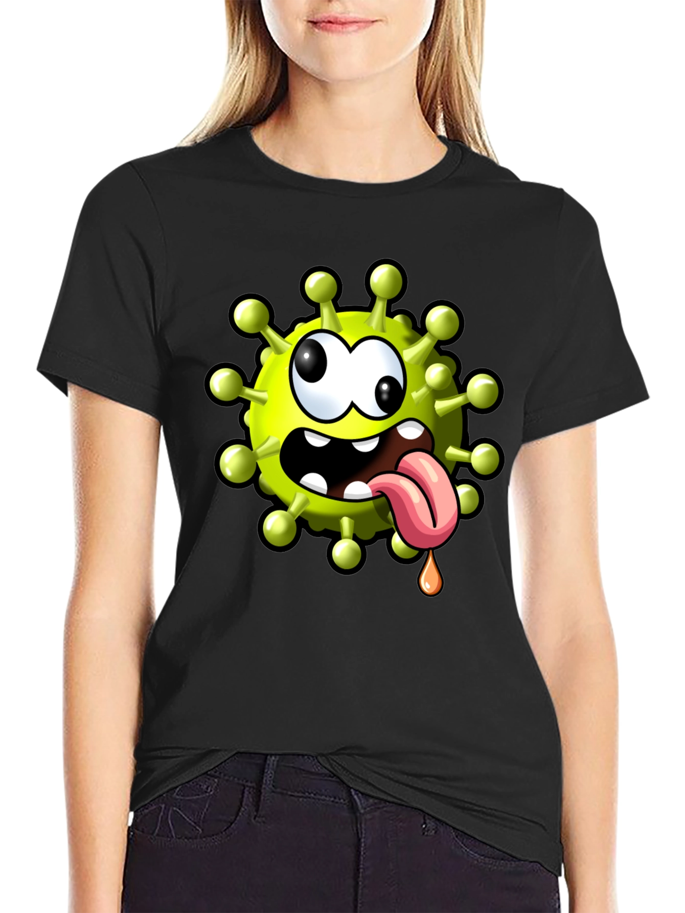 Cartoon Virus Graphic Tee - Funny Novelty T-Shirt