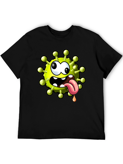 Cartoon Virus Graphic Tee - Funny Novelty T-Shirt