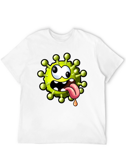 Cartoon Virus Graphic Tee - Funny Novelty T-Shirt