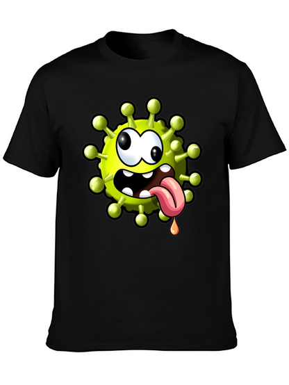 Cartoon Virus Graphic Tee - Funny Novelty T-Shirt