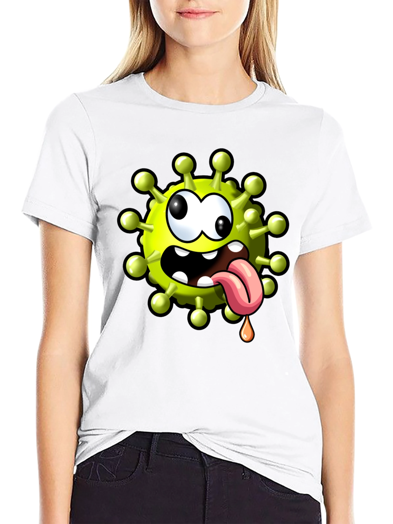 Cartoon Virus Graphic Tee - Funny Novelty T-Shirt