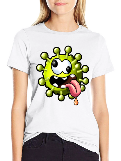 Cartoon Virus Graphic Tee - Funny Novelty T-Shirt