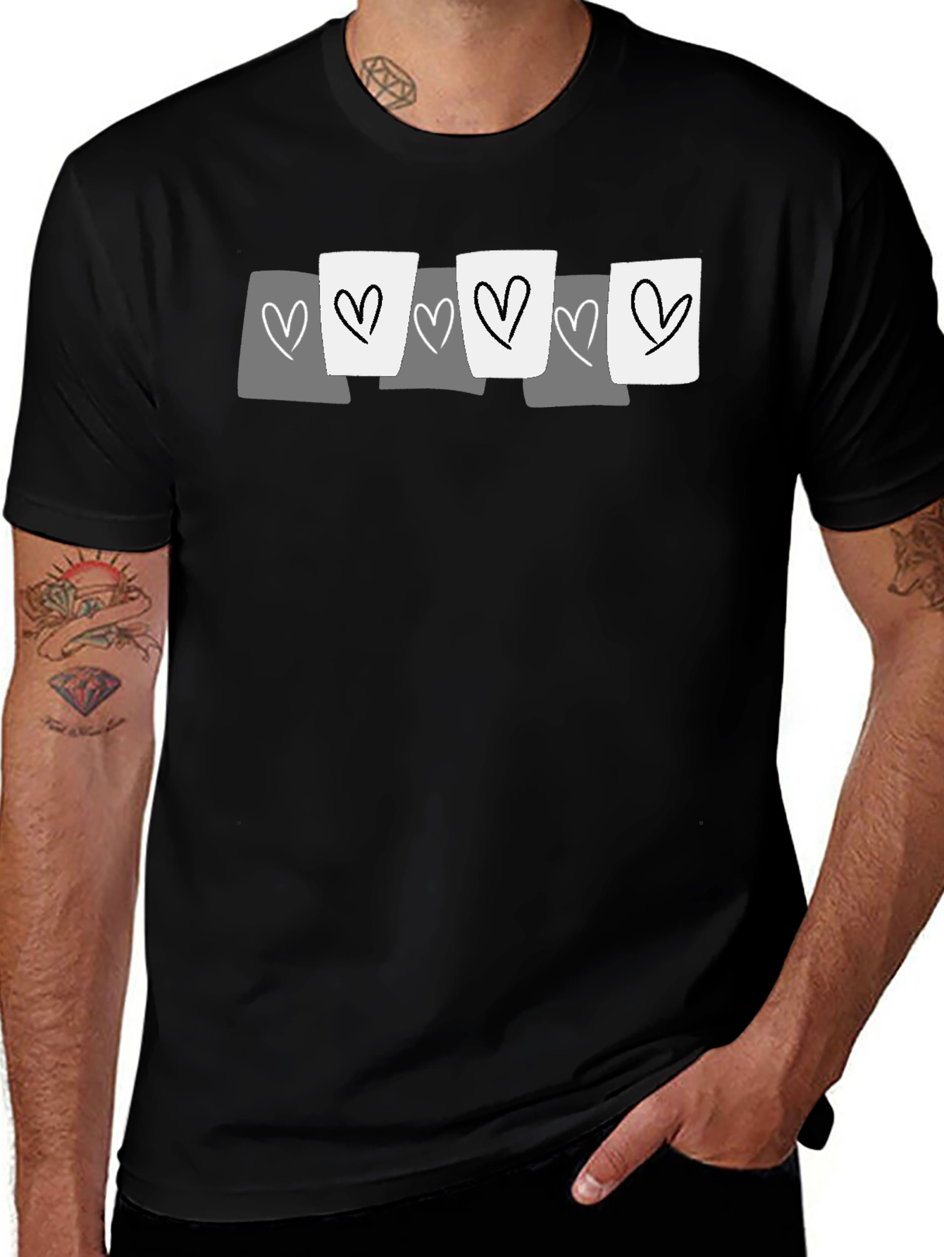 Heart Graphic Tee - Casual Black T-Shirt