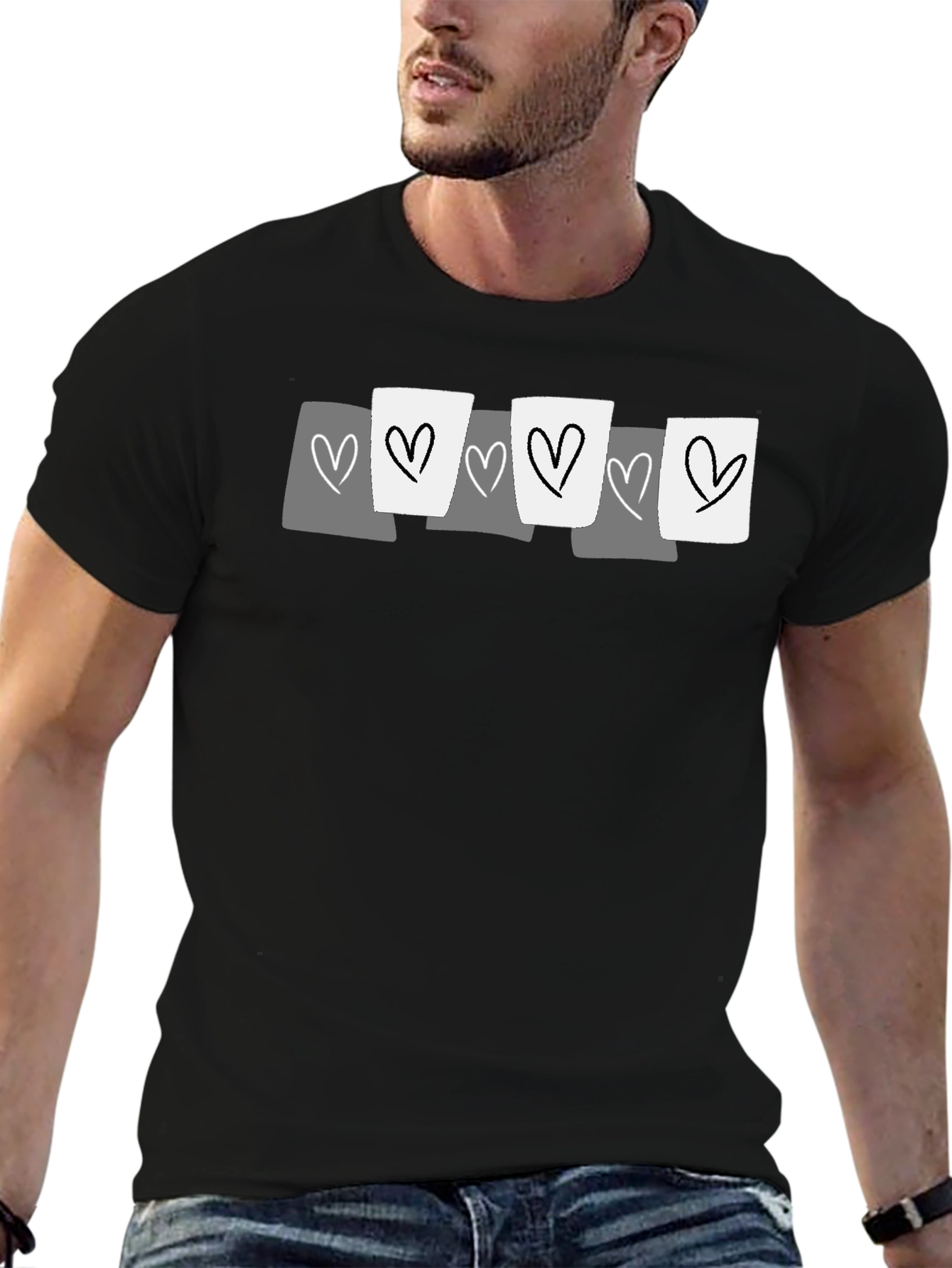 Heart Graphic Tee - Casual Black T-Shirt