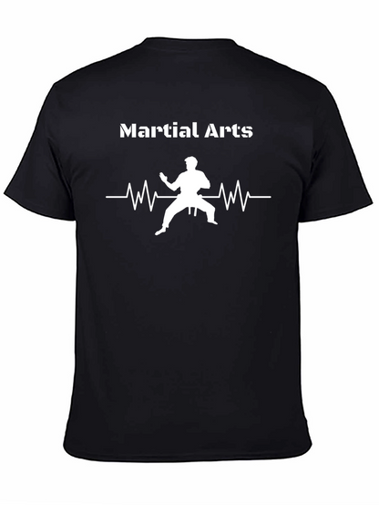 Martial Arts Graphic Tee - Black Cotton Shirt
