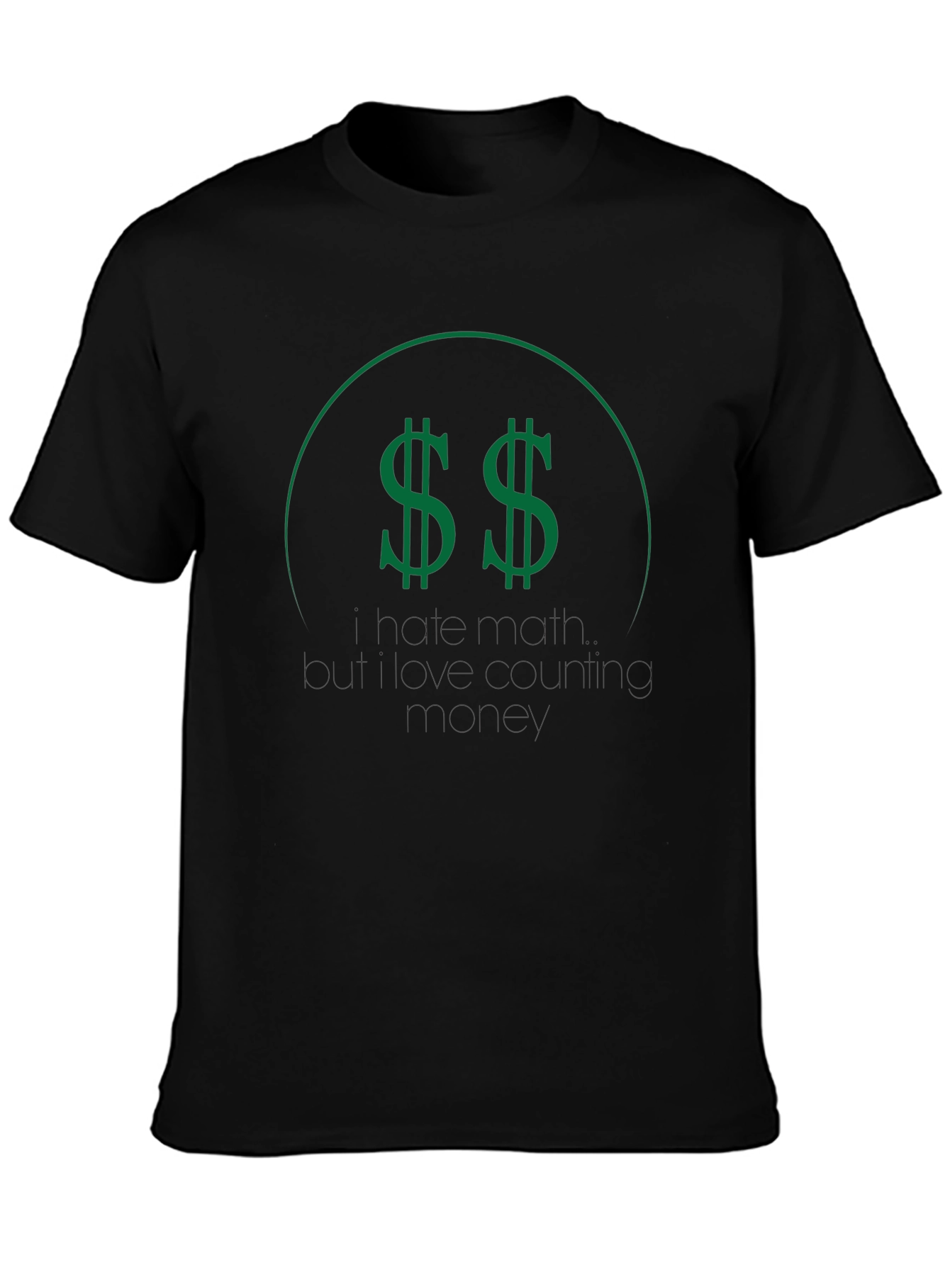 Black T-Shirt with Green Dollar Sign Graphic