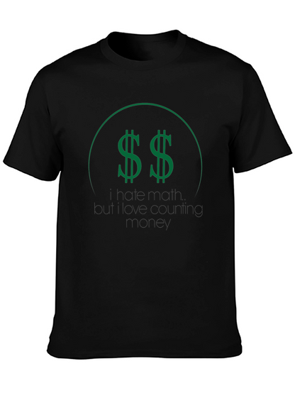 Black T-Shirt with Green Dollar Sign Graphic