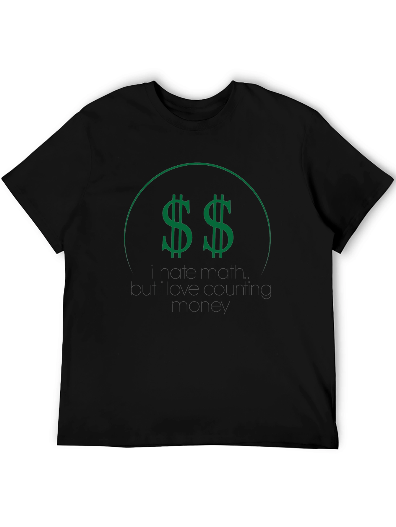 Black T-Shirt with Green Dollar Sign Graphic