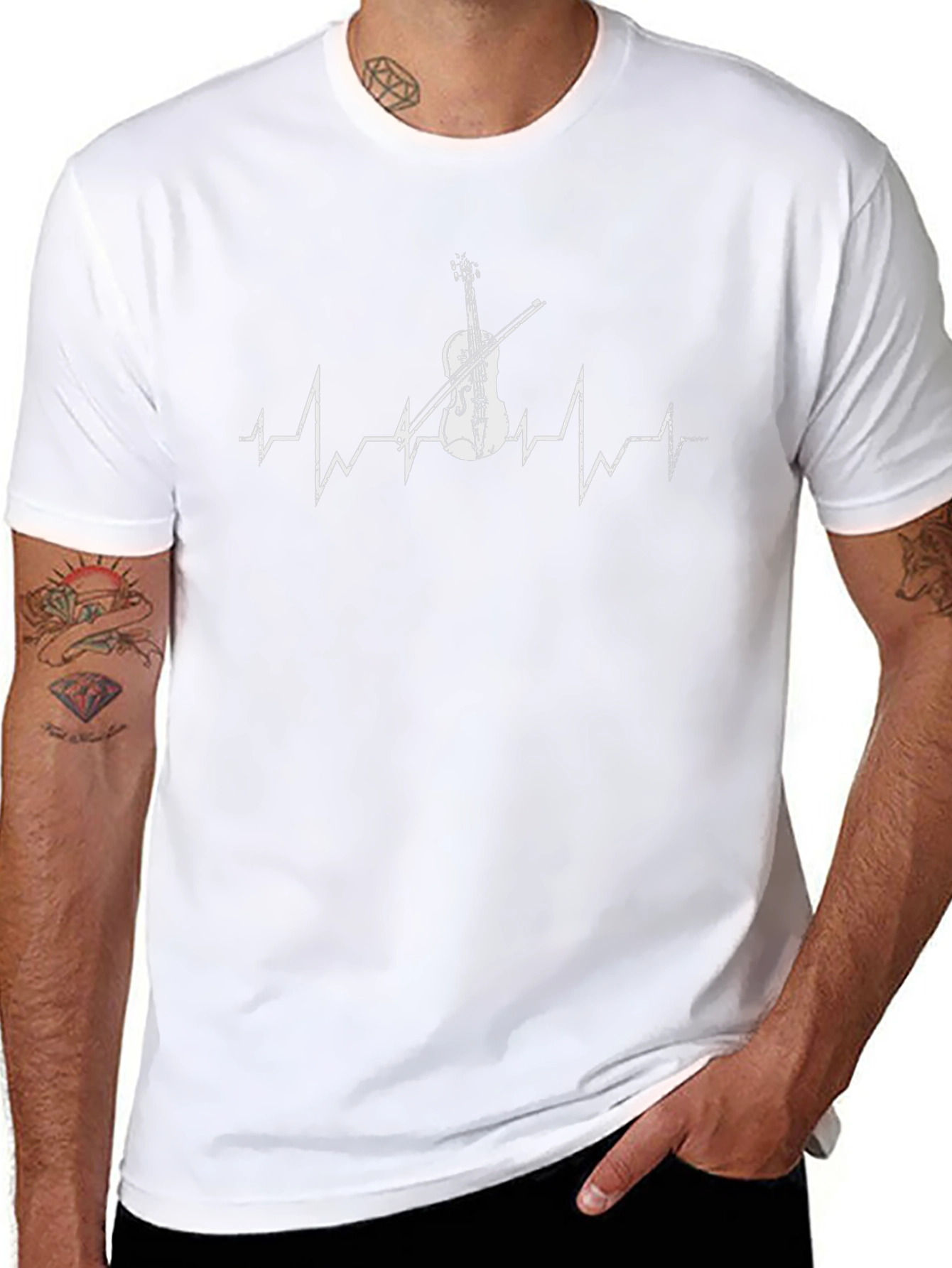 Violin Heartbeat Graphic Tee - Music Lover Shirt