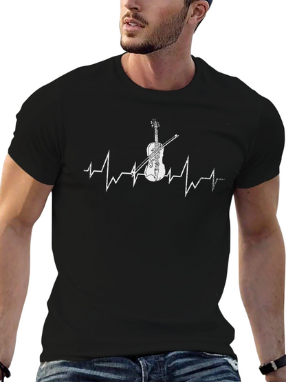 Violin Heartbeat Graphic Tee - Music Lover Shirt