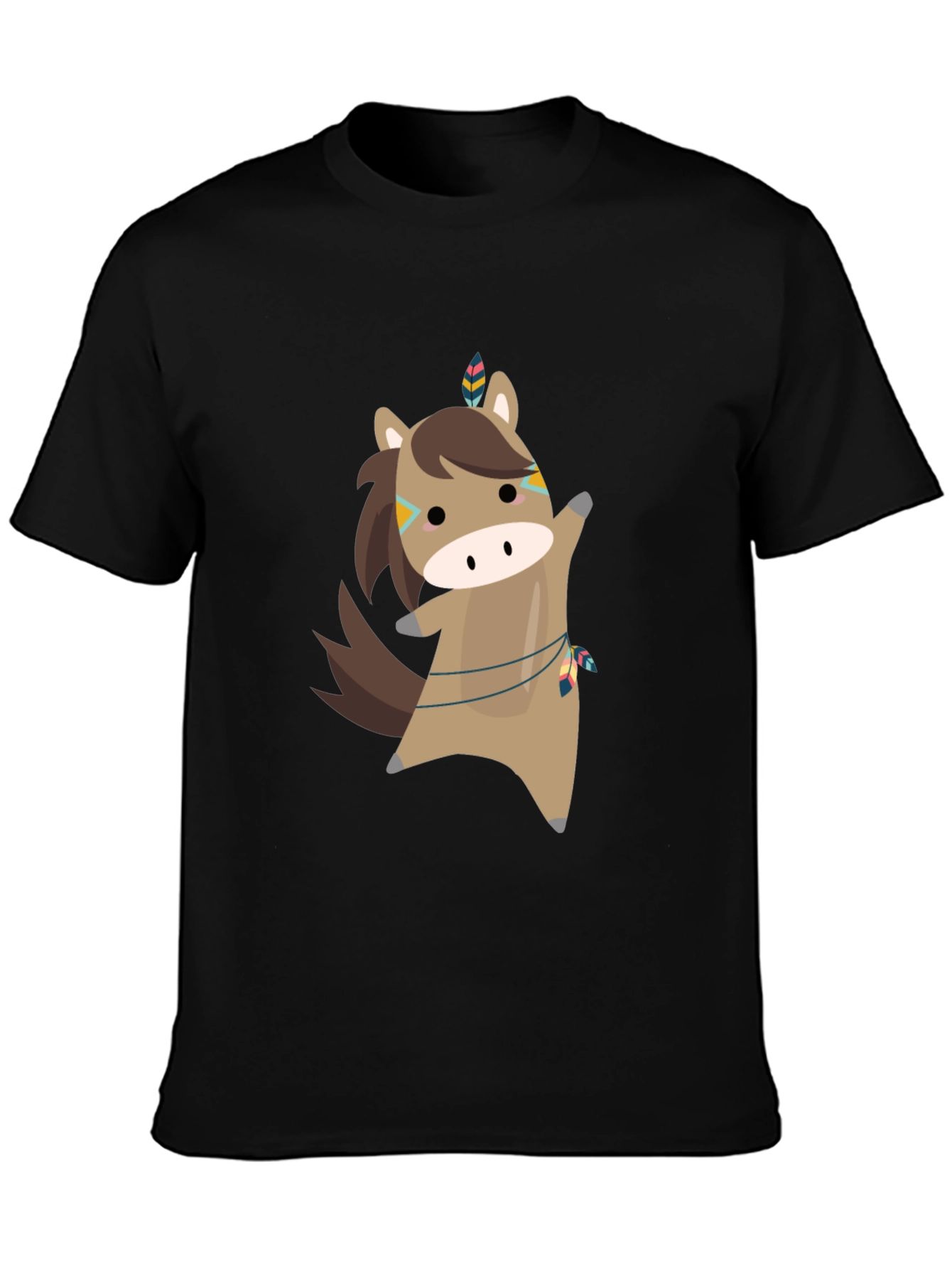 Cartoon Horse T-Shirt - Black Tee
