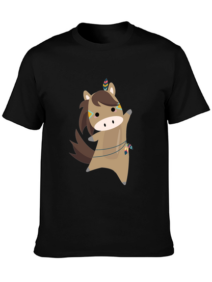 Cartoon Horse T-Shirt - Black Tee