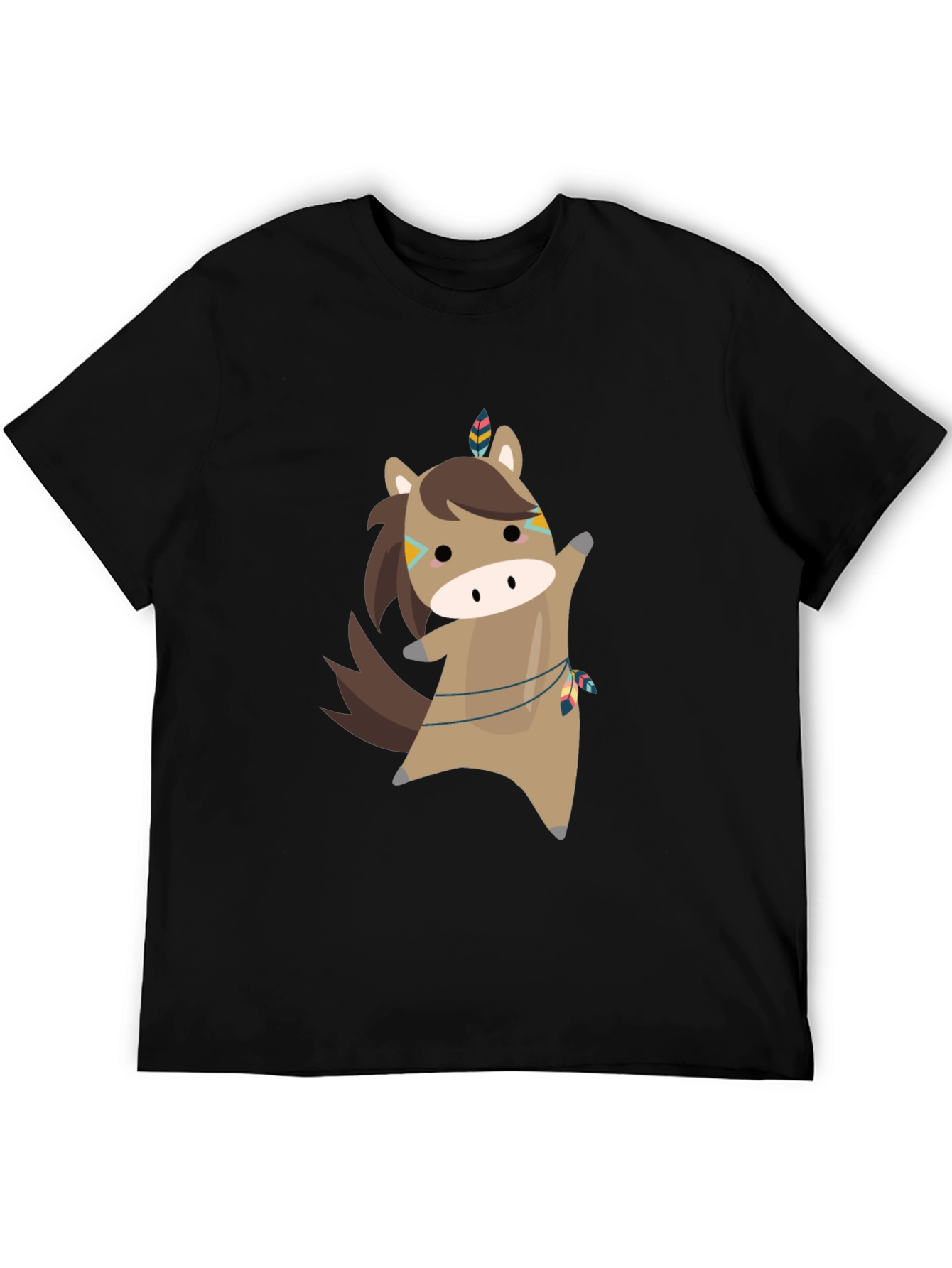 Cartoon Horse T-Shirt - Black Tee
