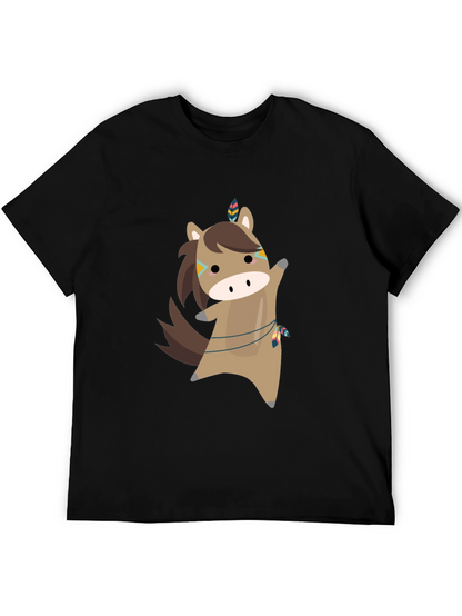 Cartoon Horse T-Shirt - Black Tee
