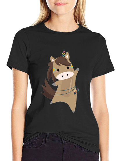 Cartoon Horse T-Shirt - Black Tee