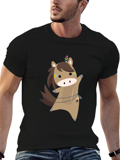 Cartoon Horse T-Shirt - Black Tee