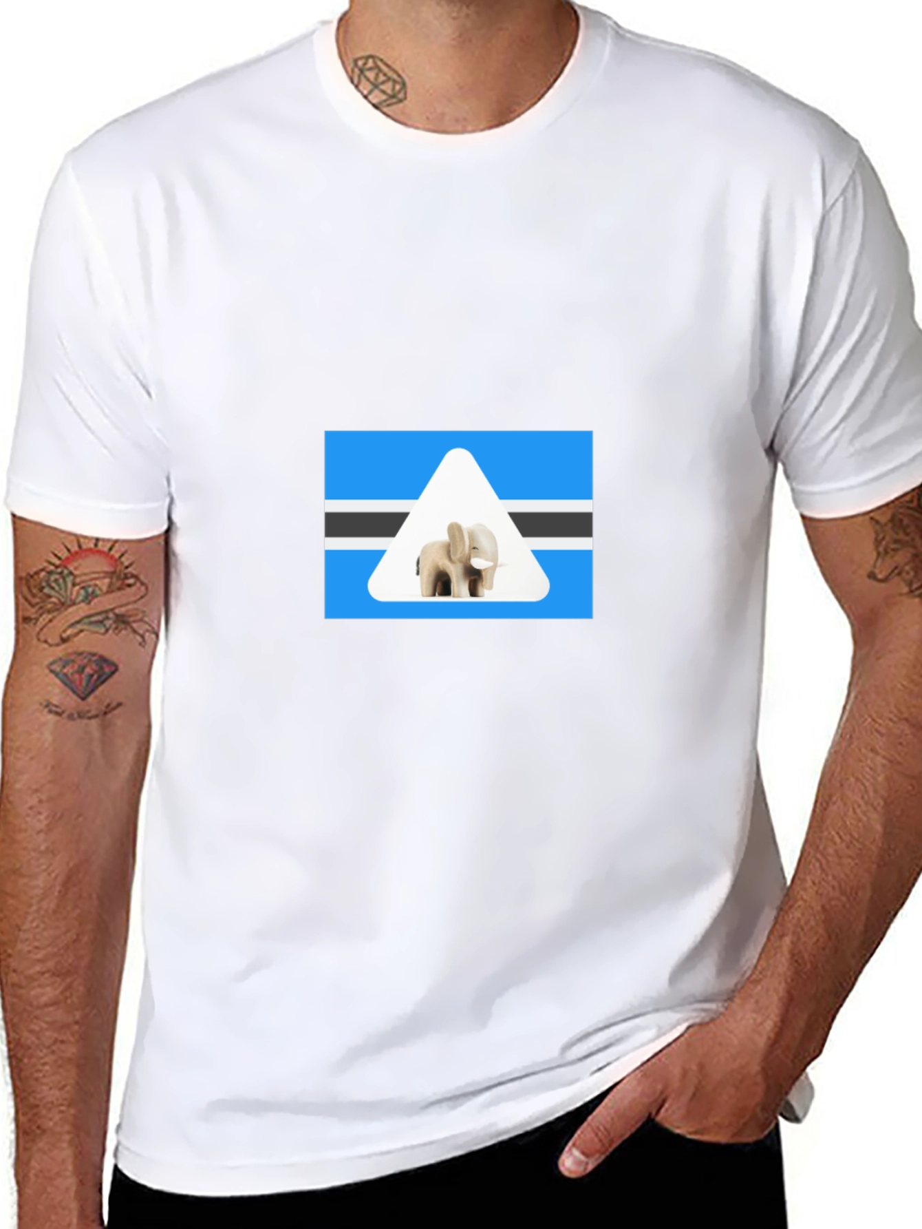 Botswana Elephant T-Shirt - Black Cotton Tee