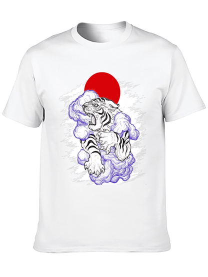 Japanese Tiger Graphic Tee - Black Cotton Blend