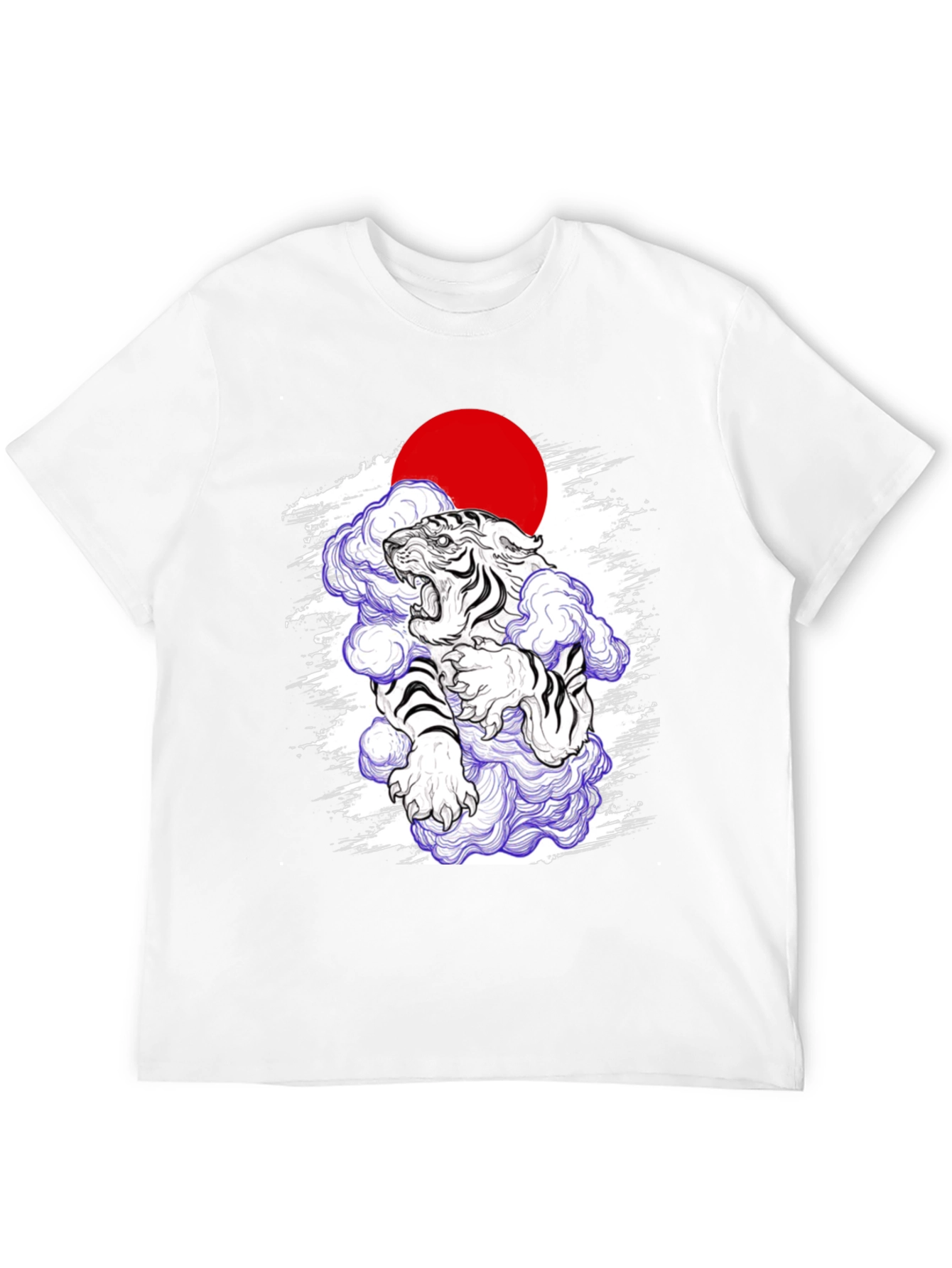 Japanese Tiger Graphic Tee - Black Cotton Blend