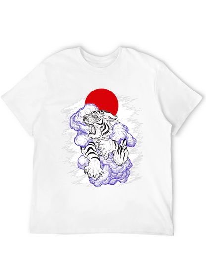 Japanese Tiger Graphic Tee - Black Cotton Blend