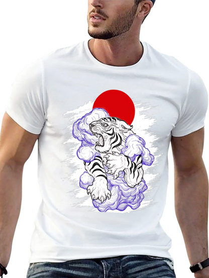 Japanese Tiger Graphic Tee - Black Cotton Blend