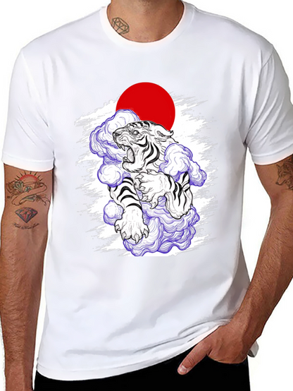 Japanese Tiger Graphic Tee - Black Cotton Blend