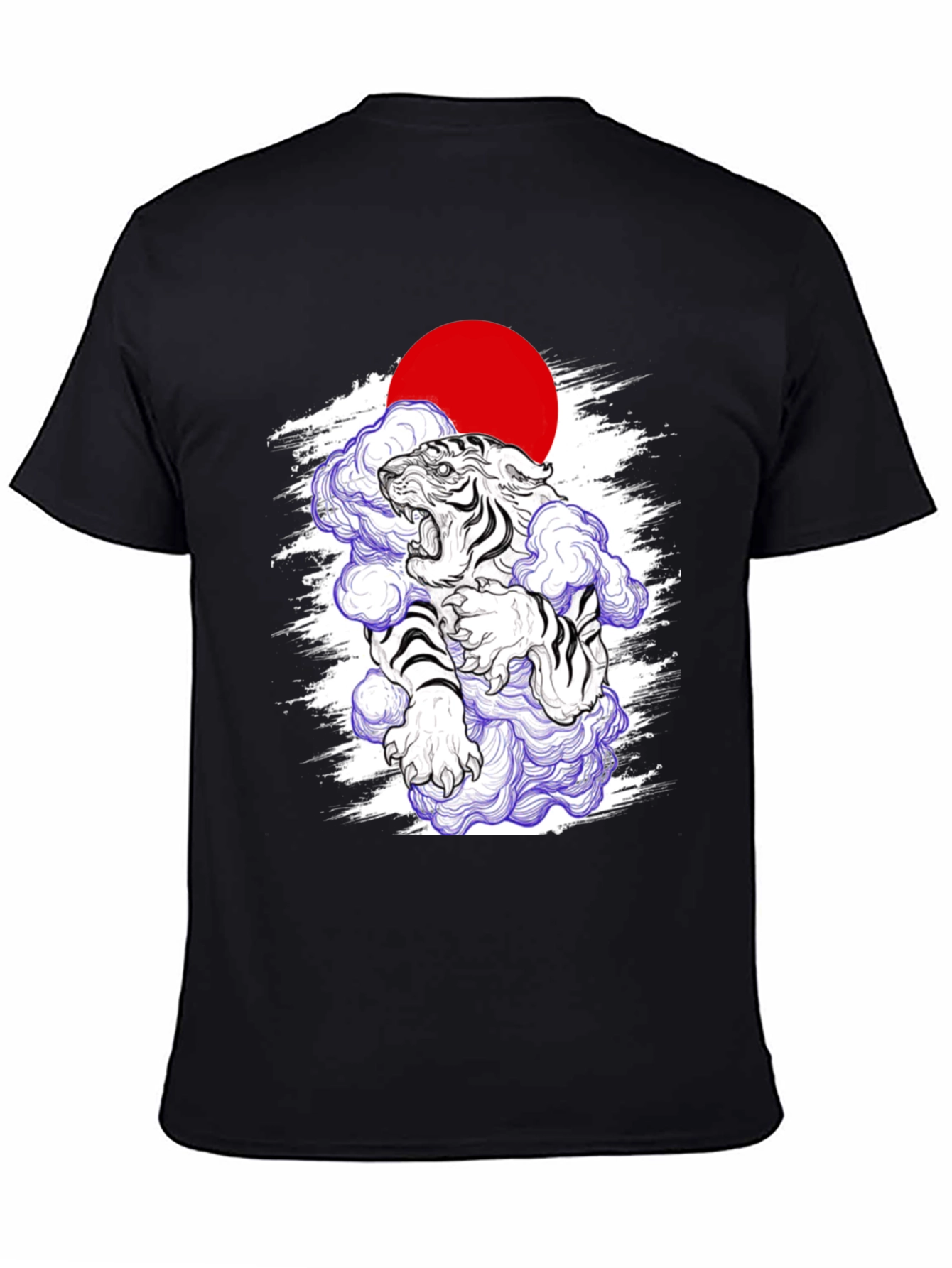 Japanese Tiger Graphic Tee - Black Cotton Blend