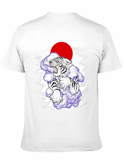 Japanese Tiger Graphic Tee - Black Cotton Blend