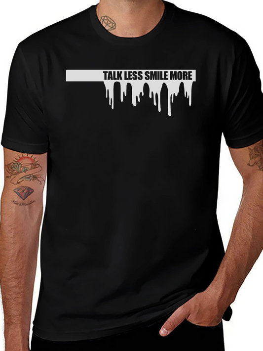 Talk Less Smile More Graphic Tee - Black Cotton Blend