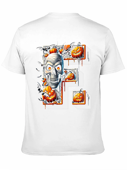 Halloween Skull & Pumpkins Black Tee