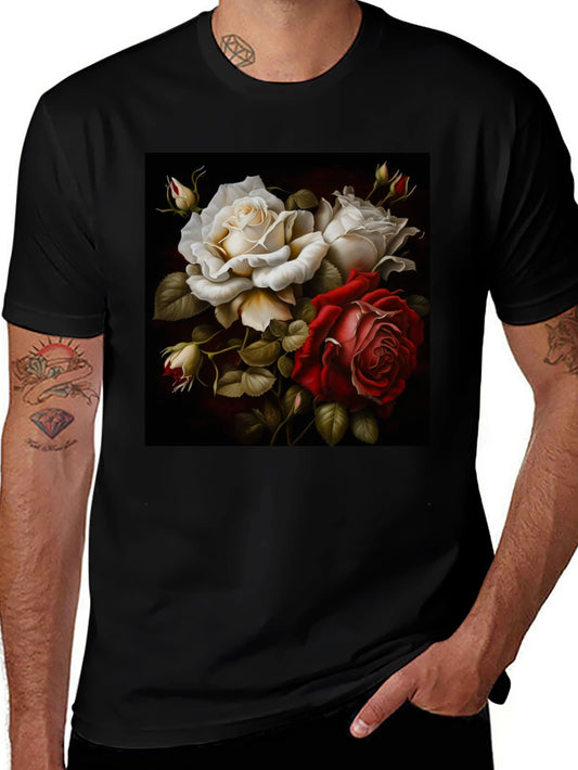 Floral Rose Graphic Black T-Shirt