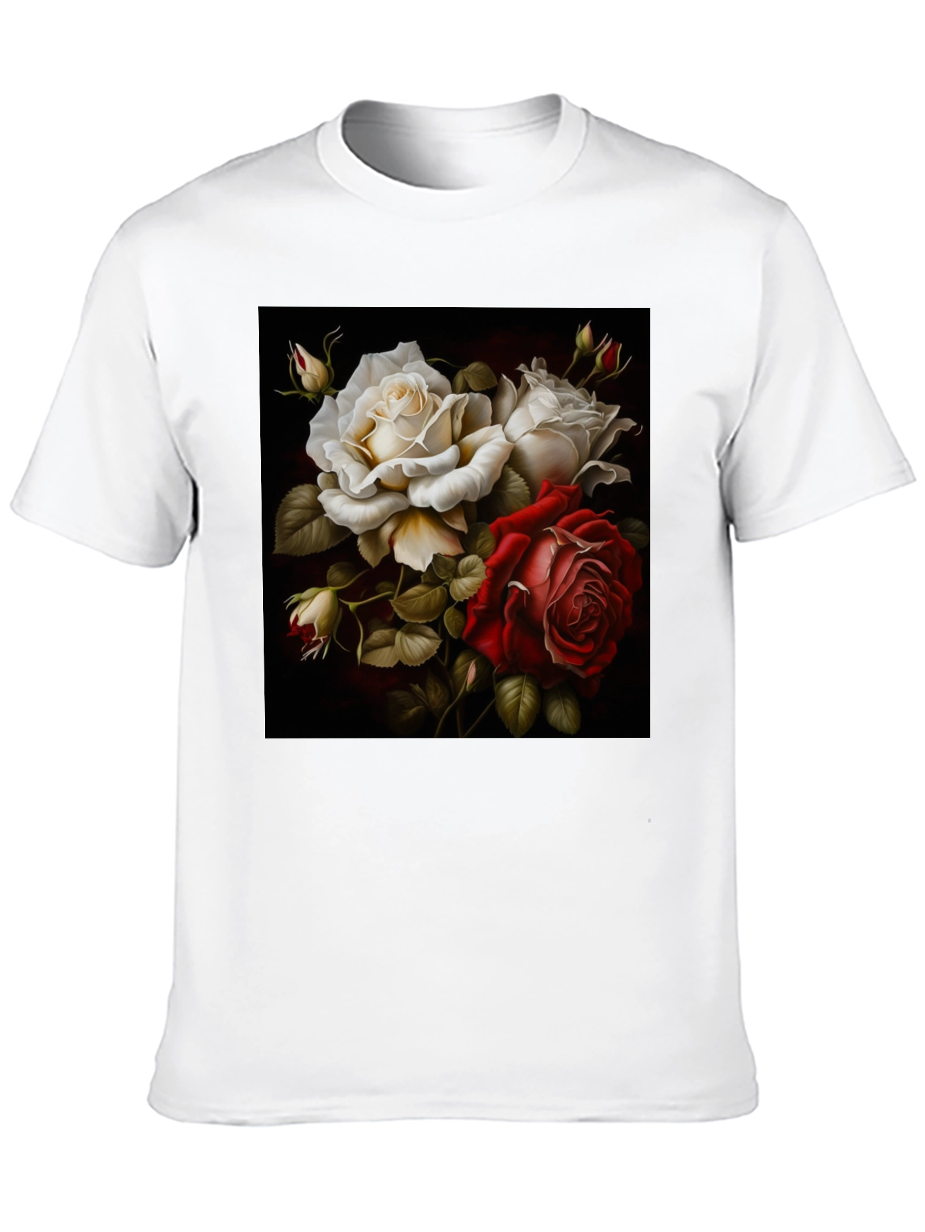 Floral Rose Graphic Black T-Shirt
