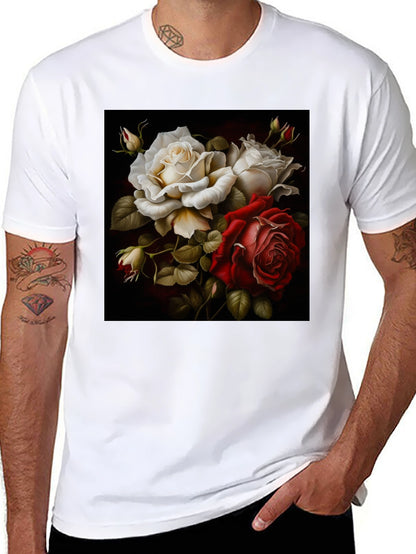 Floral Rose Graphic Black T-Shirt