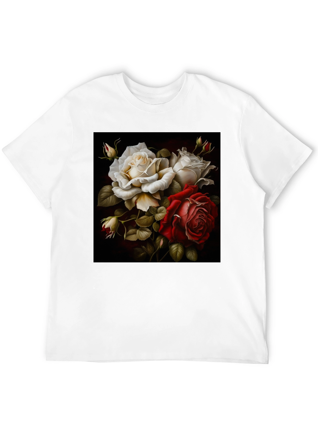 Floral Rose Graphic Black T-Shirt