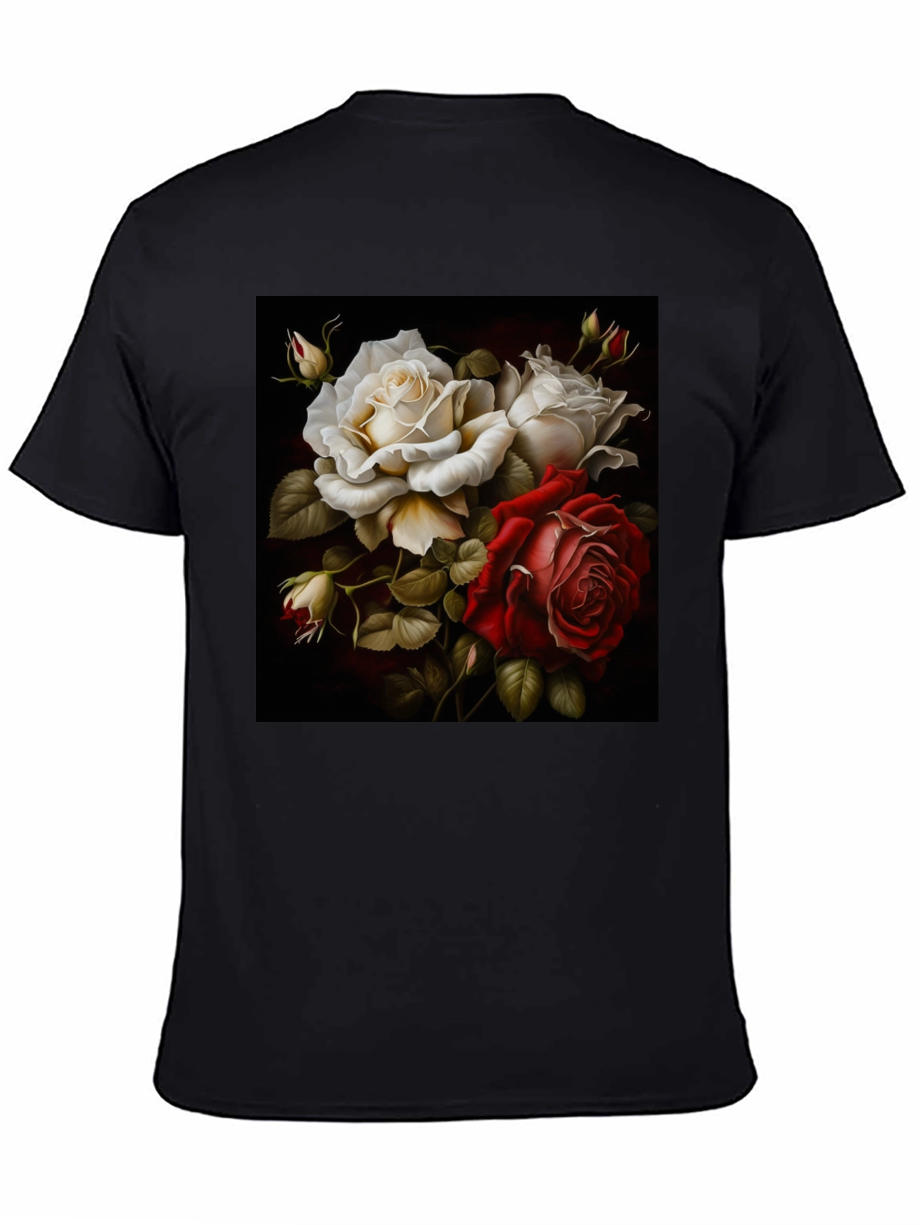 Floral Rose Graphic Black T-Shirt