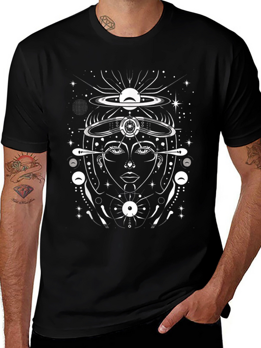 Cosmic Goddess Graphic T-Shirt - Black