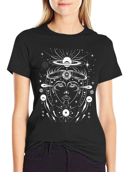 Cosmic Goddess Graphic T-Shirt - Black