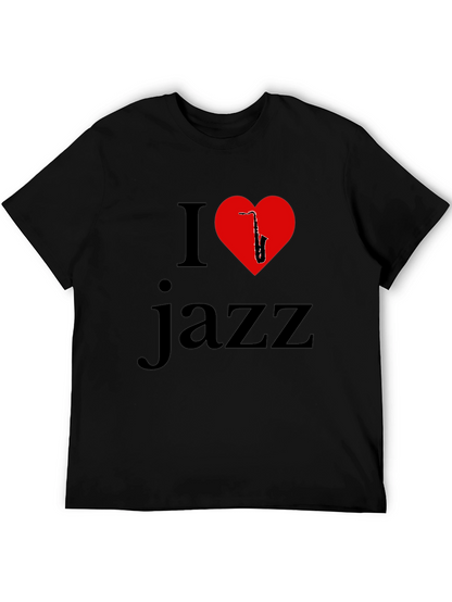 I Love Jazz T-Shirt - Saxophone Heart Design