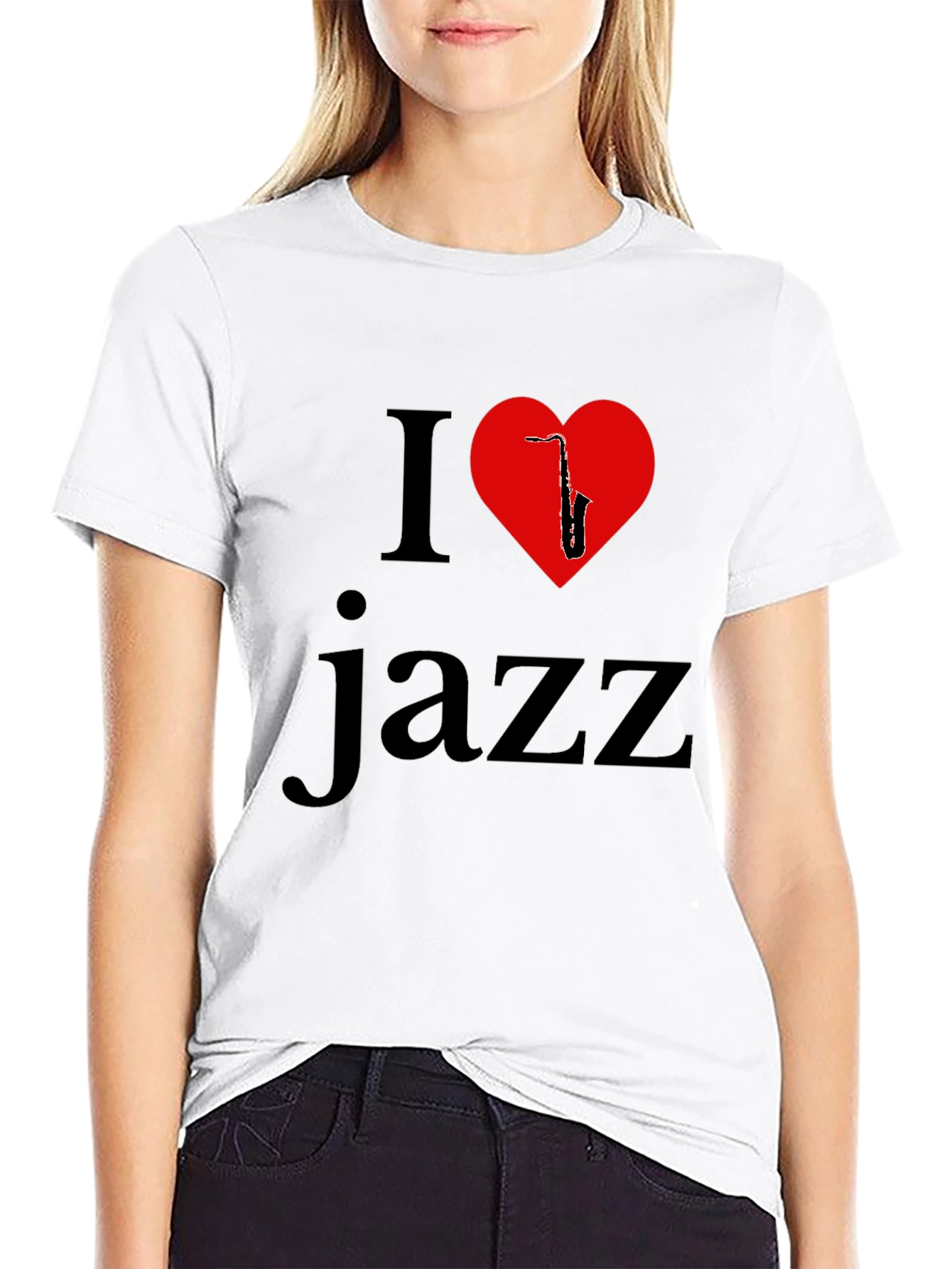 I Love Jazz T-Shirt - Saxophone Heart Design