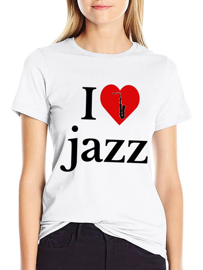 I Love Jazz T-Shirt - Saxophone Heart Design