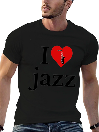 I Love Jazz T-Shirt - Saxophone Heart Design
