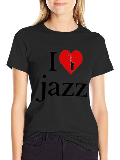 I Love Jazz T-Shirt - Saxophone Heart Design
